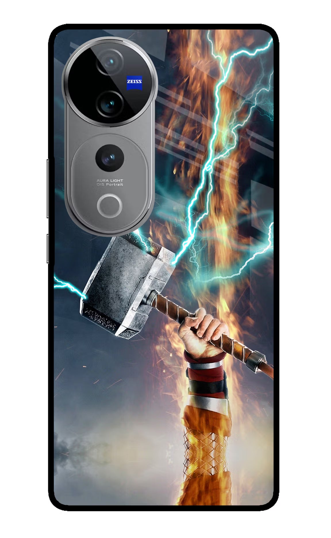 Thor Hammer Mjolnir Vivo V40 Pro 5G Glass Case Back Cover by Casekaro