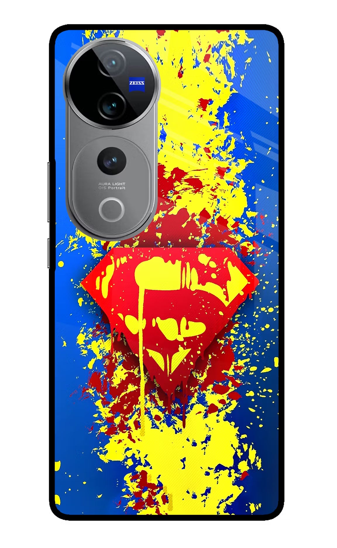 Superman logo Vivo V40 Pro 5G Glass Case Back Cover by Casekaro