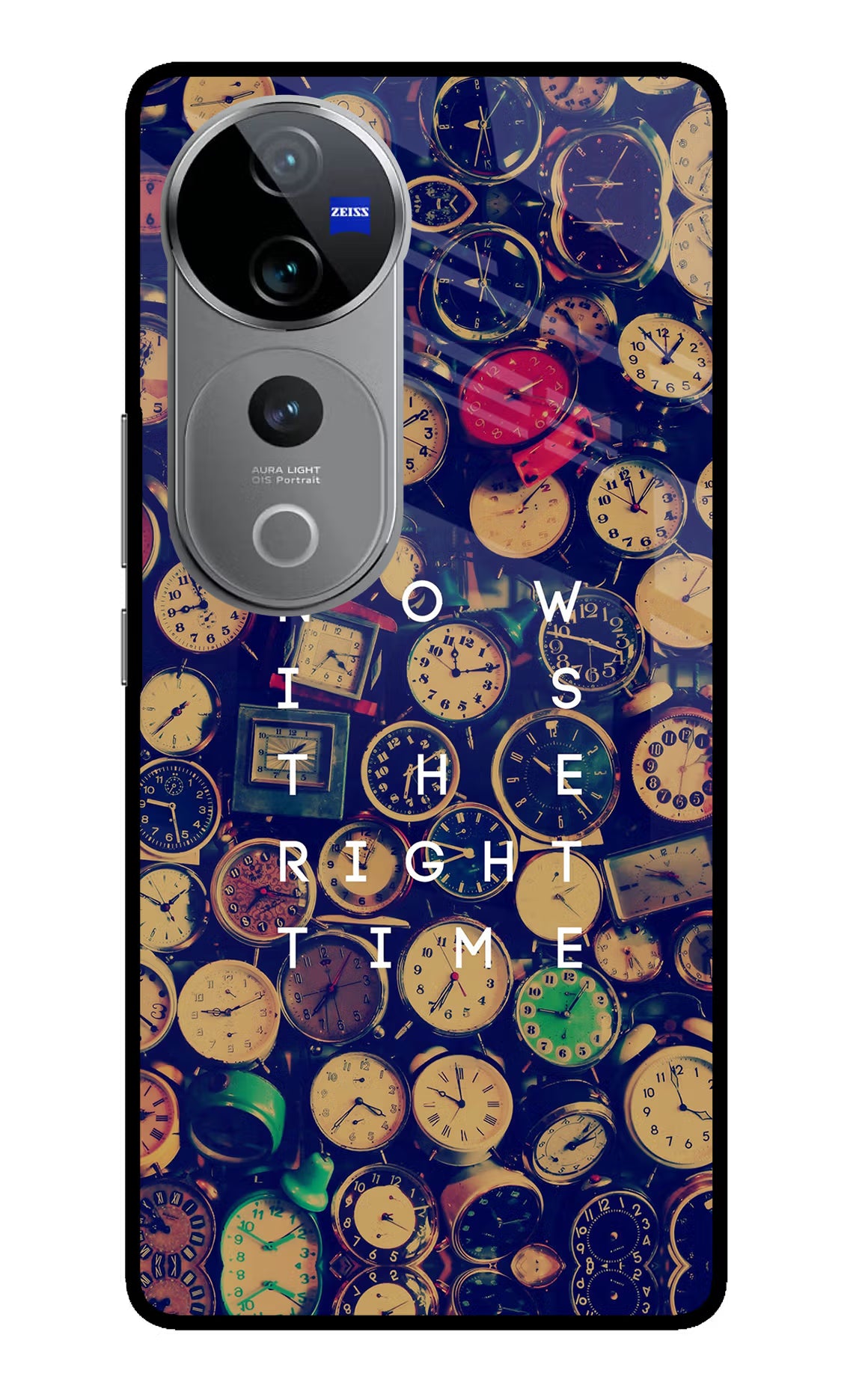 Now is the Right Time Quote Vivo V40 Pro 5G Glass Case Back Cover by Casekaro
