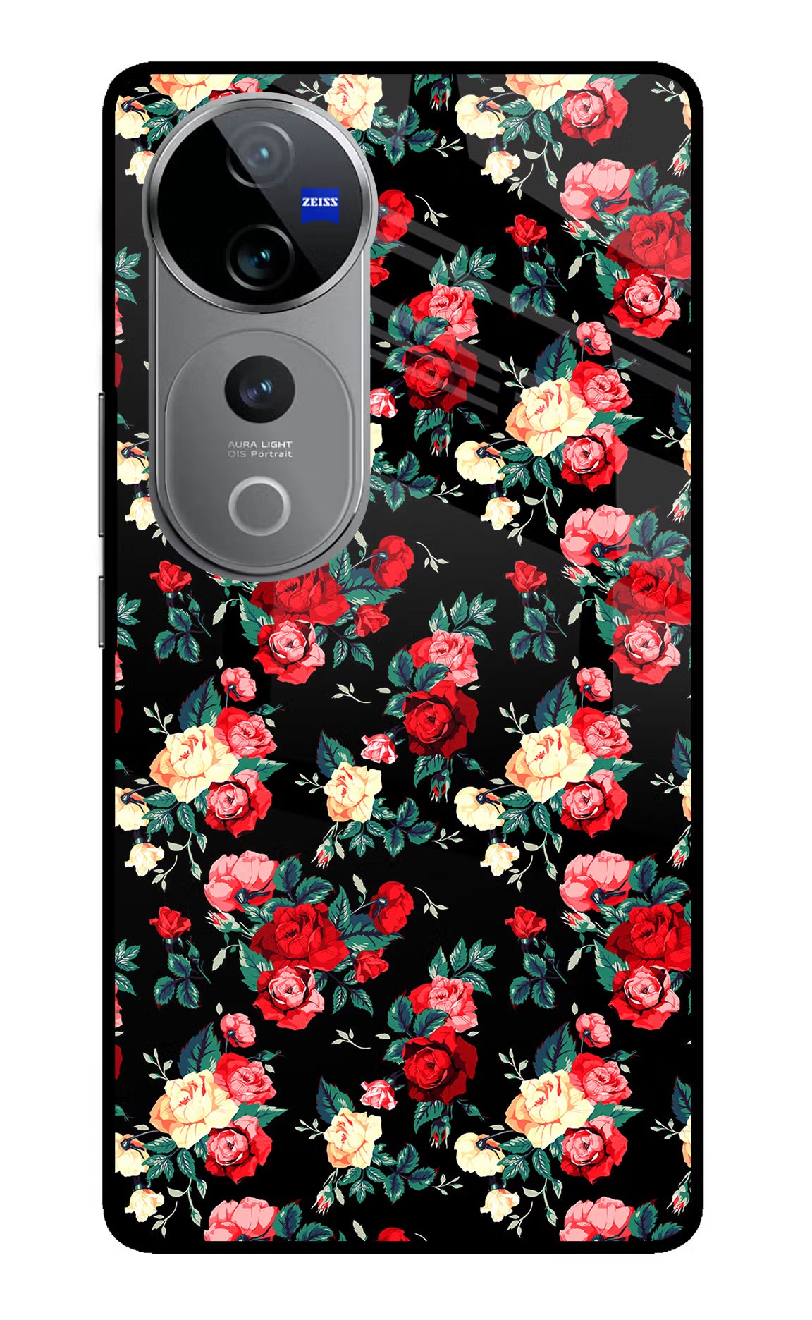 Rose Pattern Vivo V40 Pro 5G Glass Case
