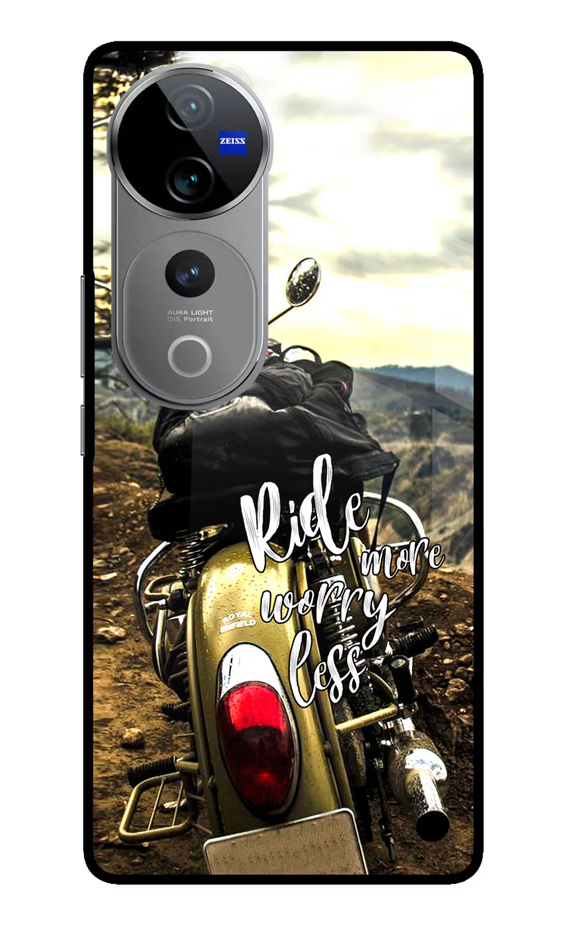 Ride More Worry Less Vivo V40 Pro 5G Glass Case Back Cover by Casekaro
