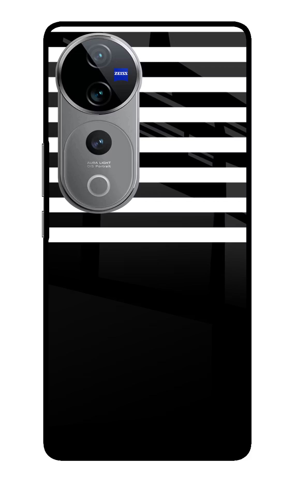 Black and White Print Vivo V40 Pro 5G Glass Case Back Cover by Casekaro