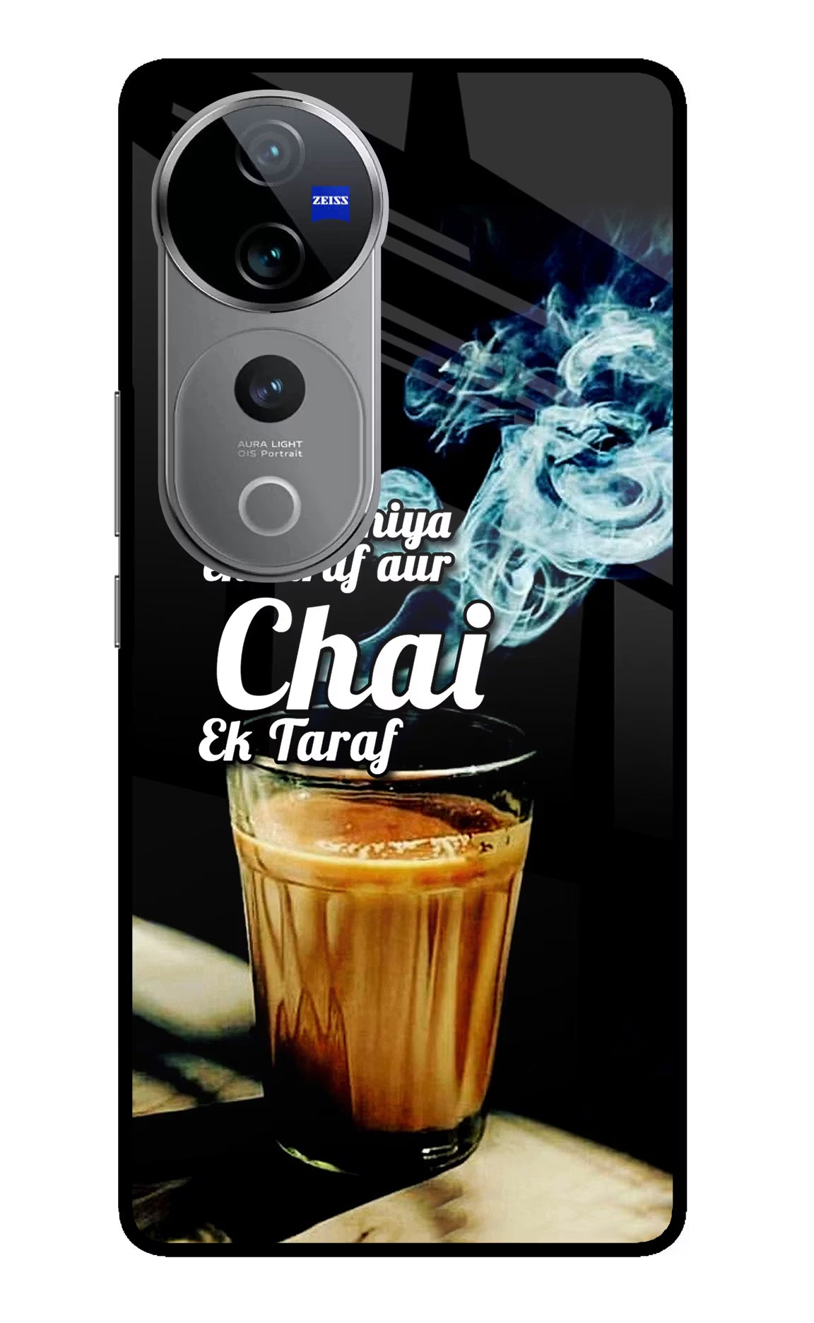 Chai Ek Taraf Quote Vivo V40 Pro 5G Glass Case Back Cover by Casekaro