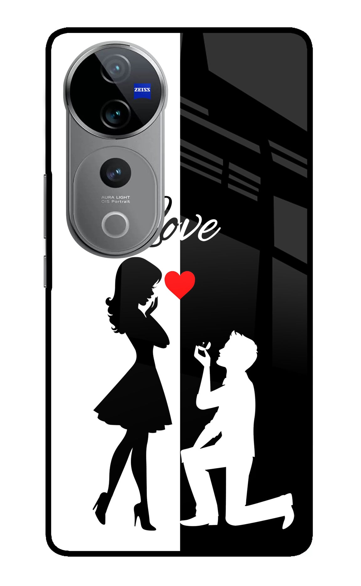 Love Propose Black And White Vivo V40 Pro 5G Glass Case