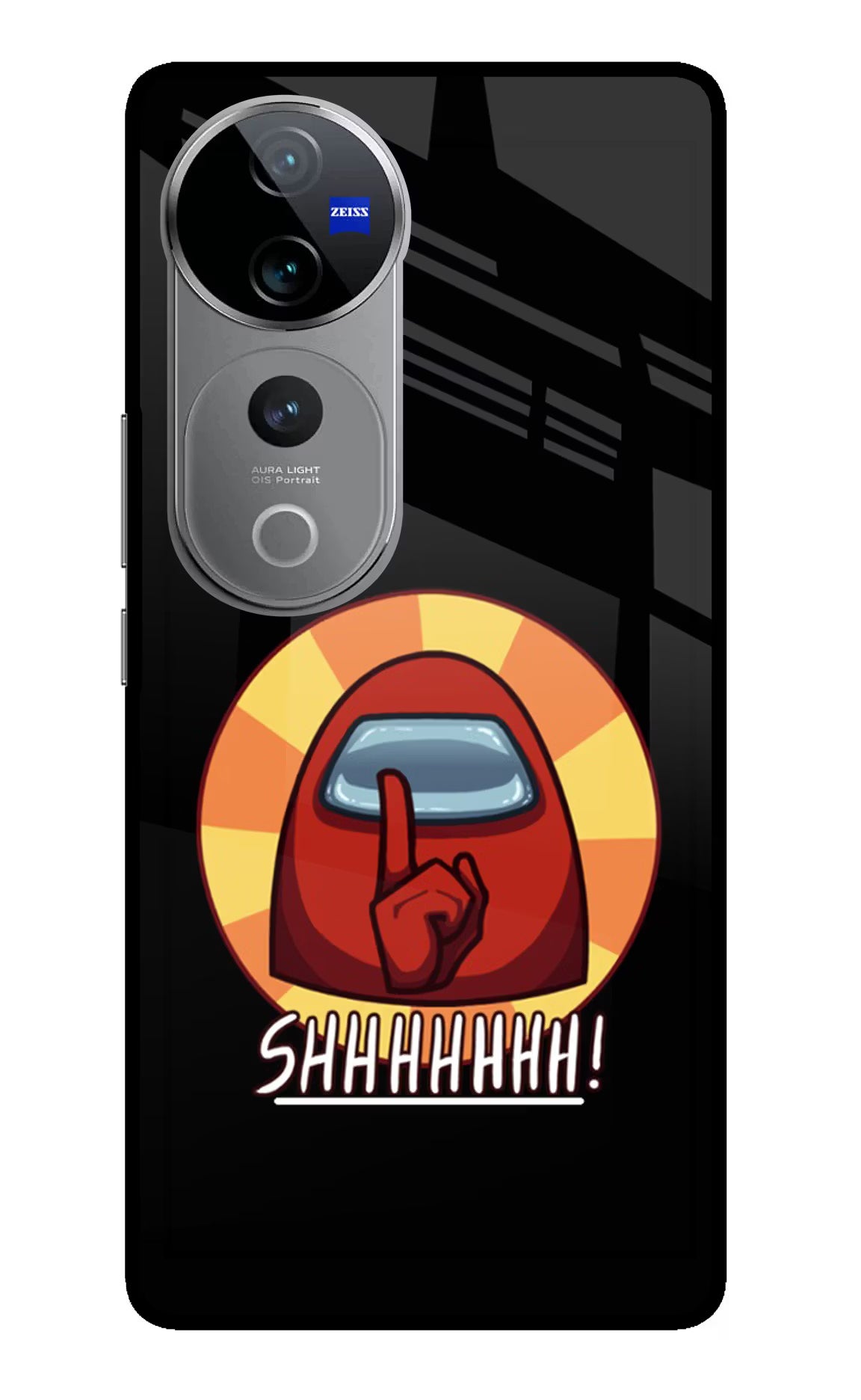 Among Us Shhh! Vivo V40 Pro 5G Glass Case Back Cover by Casekaro