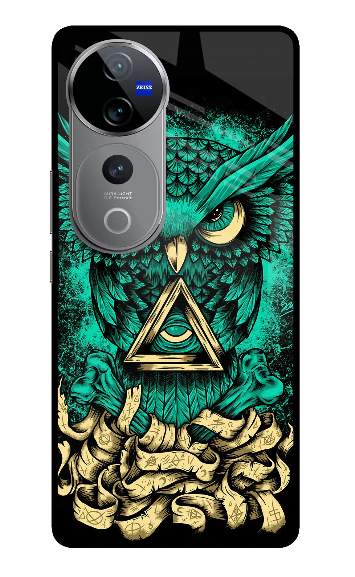 Green Owl Vivo V40 Pro 5G Glass Case Back Cover by Casekaro