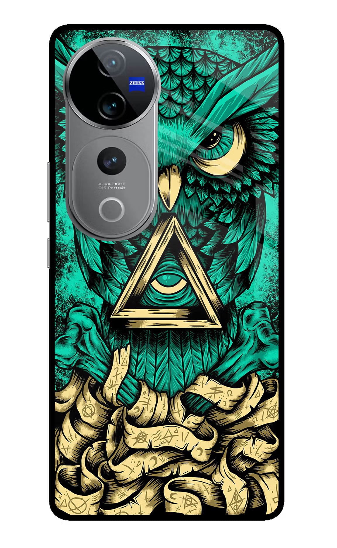 Green Owl Vivo V40 Pro 5G Glass Case Back Cover by Casekaro