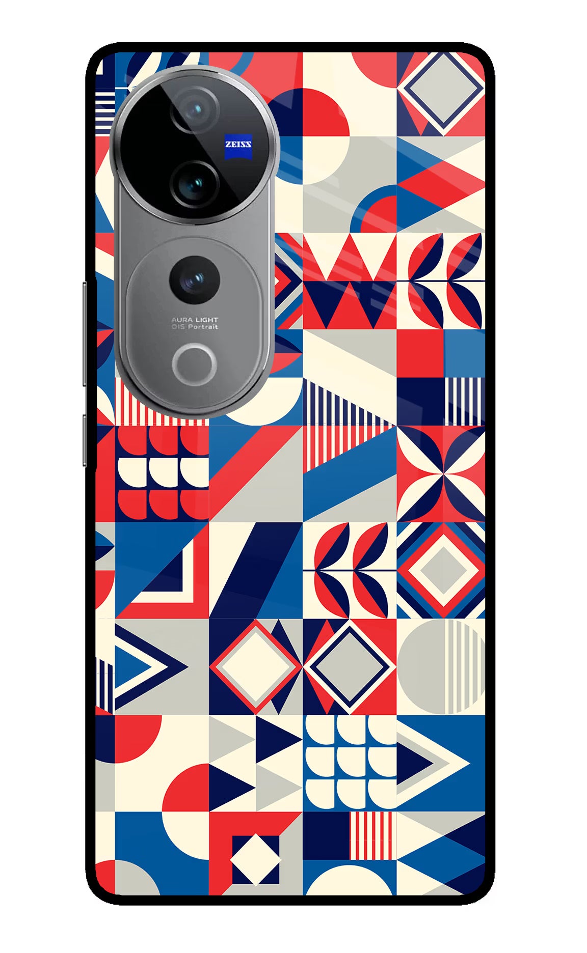 Colorful Pattern Vivo V40 Pro 5G Glass Case Back Cover by Casekaro