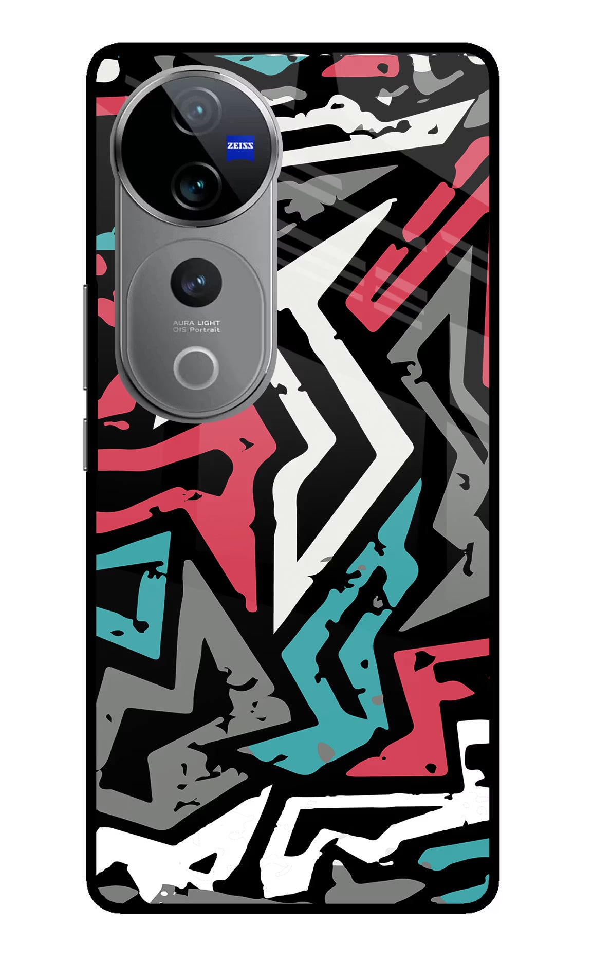 Geometric Graffiti Vivo V40 Pro 5G Glass Case Back Cover by Casekaro