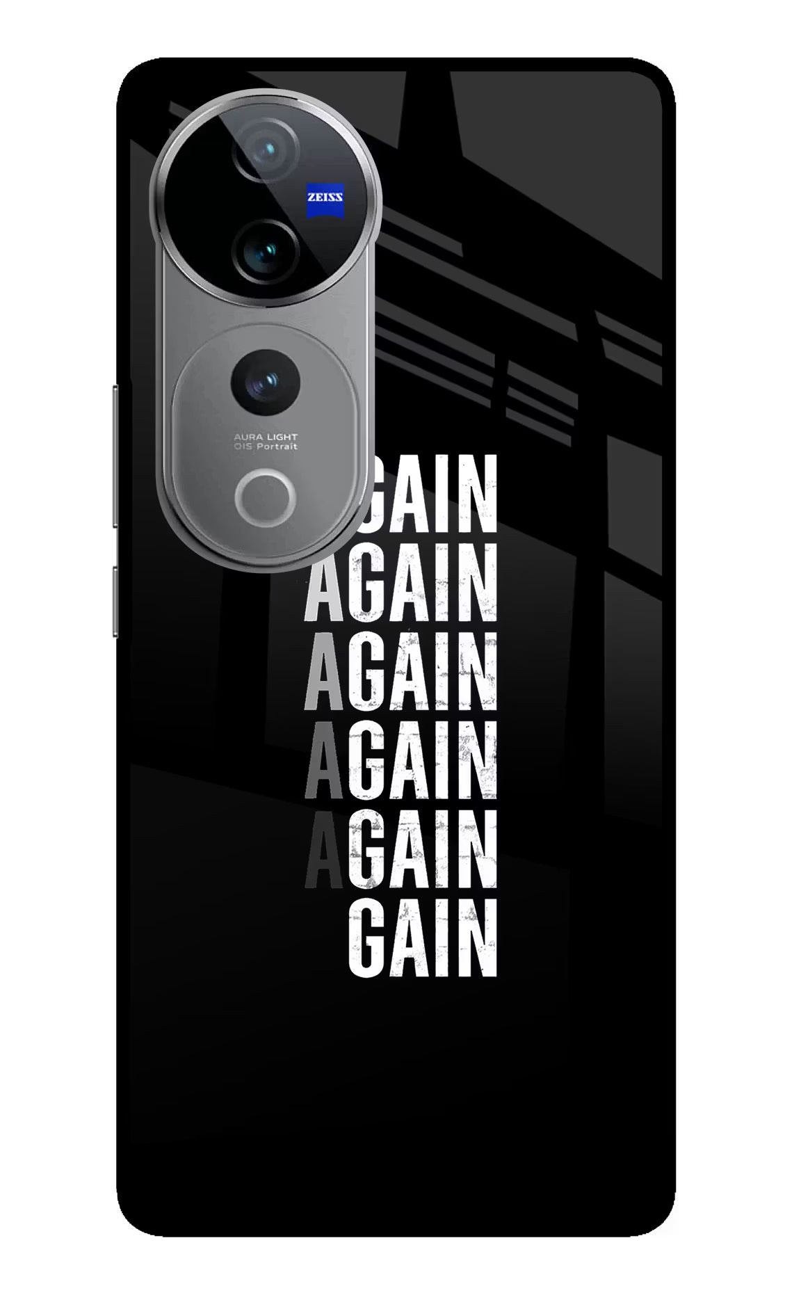 Again Again Gain Vivo V40 Pro 5G Glass Case Back Cover by Casekaro