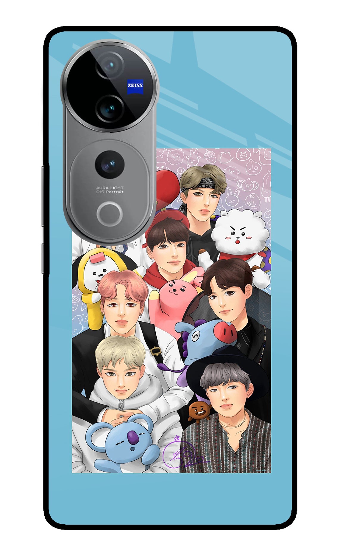 BTS with animals Vivo V40 Pro 5G Glass Case