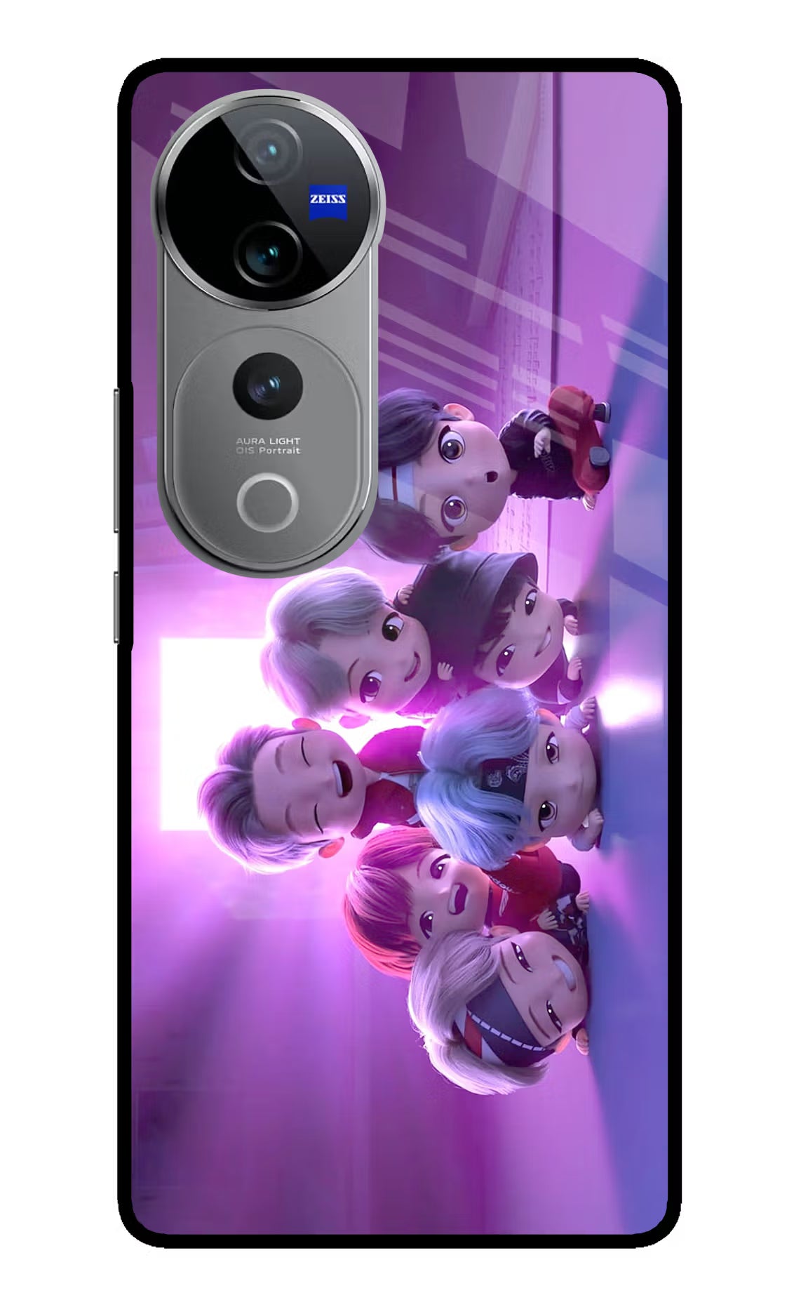 BTS Chibi Vivo V40 Pro 5G Glass Case Back Cover by Casekaro