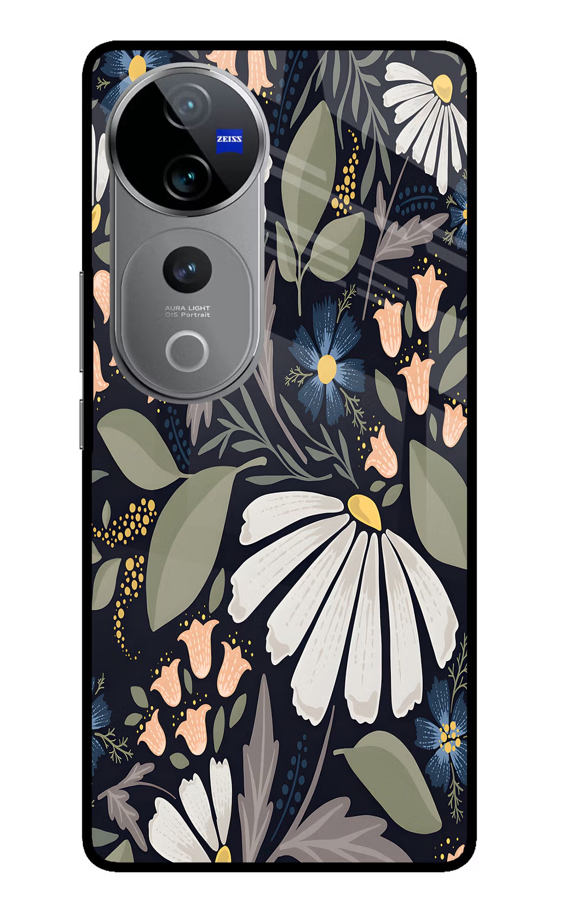 Flowers Art Vivo V40 Pro 5G Glass Case Back Cover by Casekaro