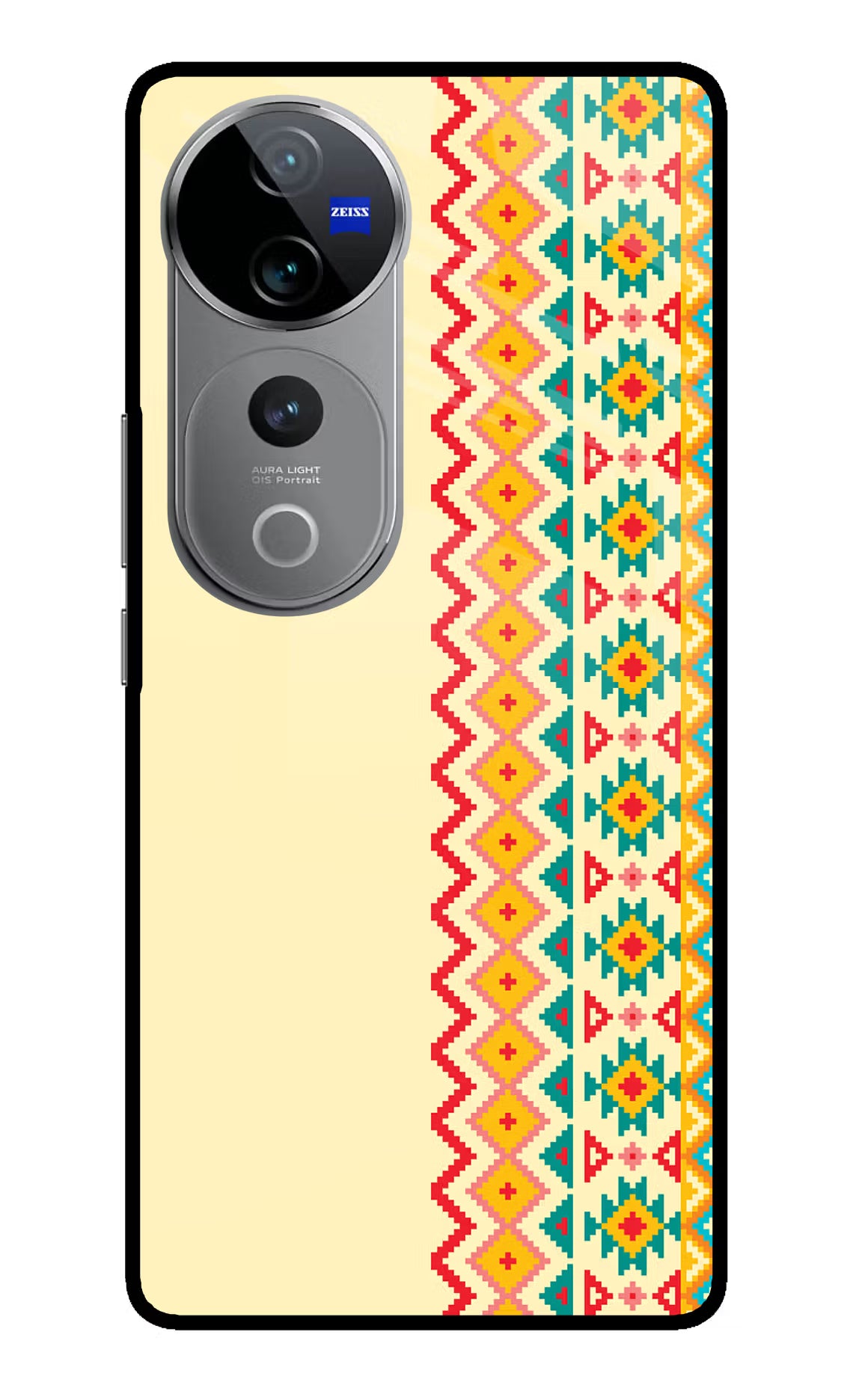 Ethnic Seamless Vivo V40 Pro 5G Glass Case Back Cover by Casekaro