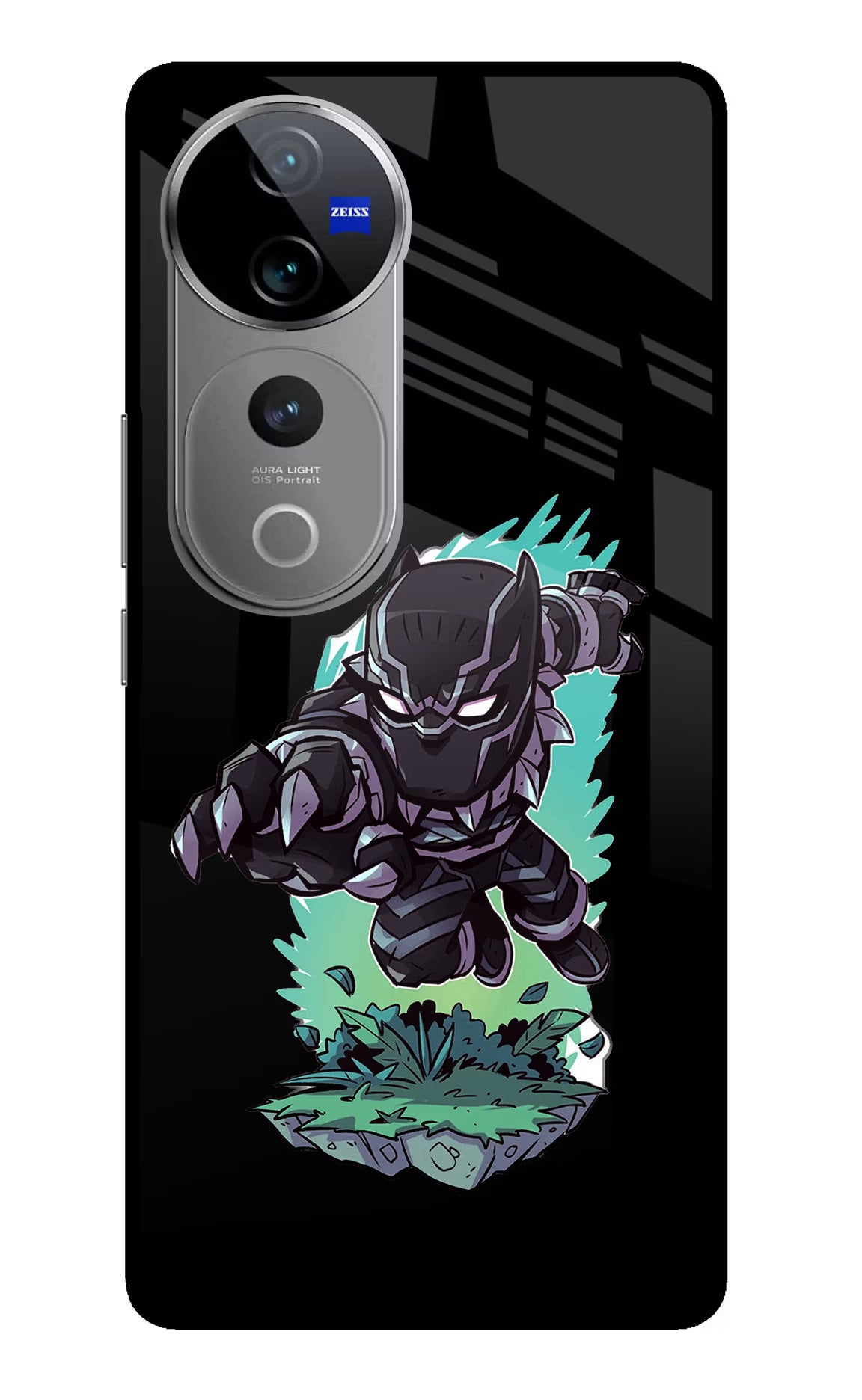 Black Panther Vivo V40 Pro 5G Glass Case Back Cover by Casekaro