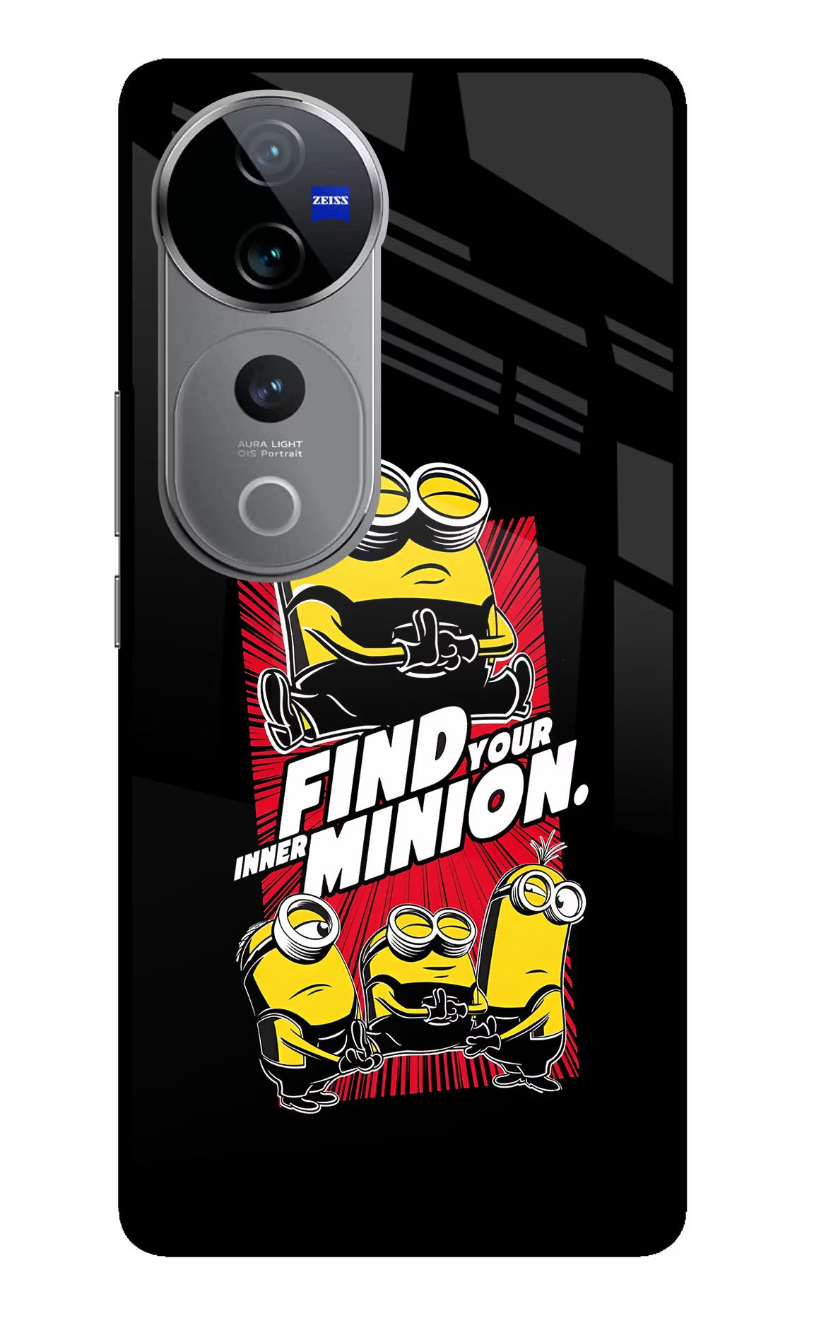 Find your inner Minion Vivo V40 Pro 5G Glass Case Back Cover by Casekaro