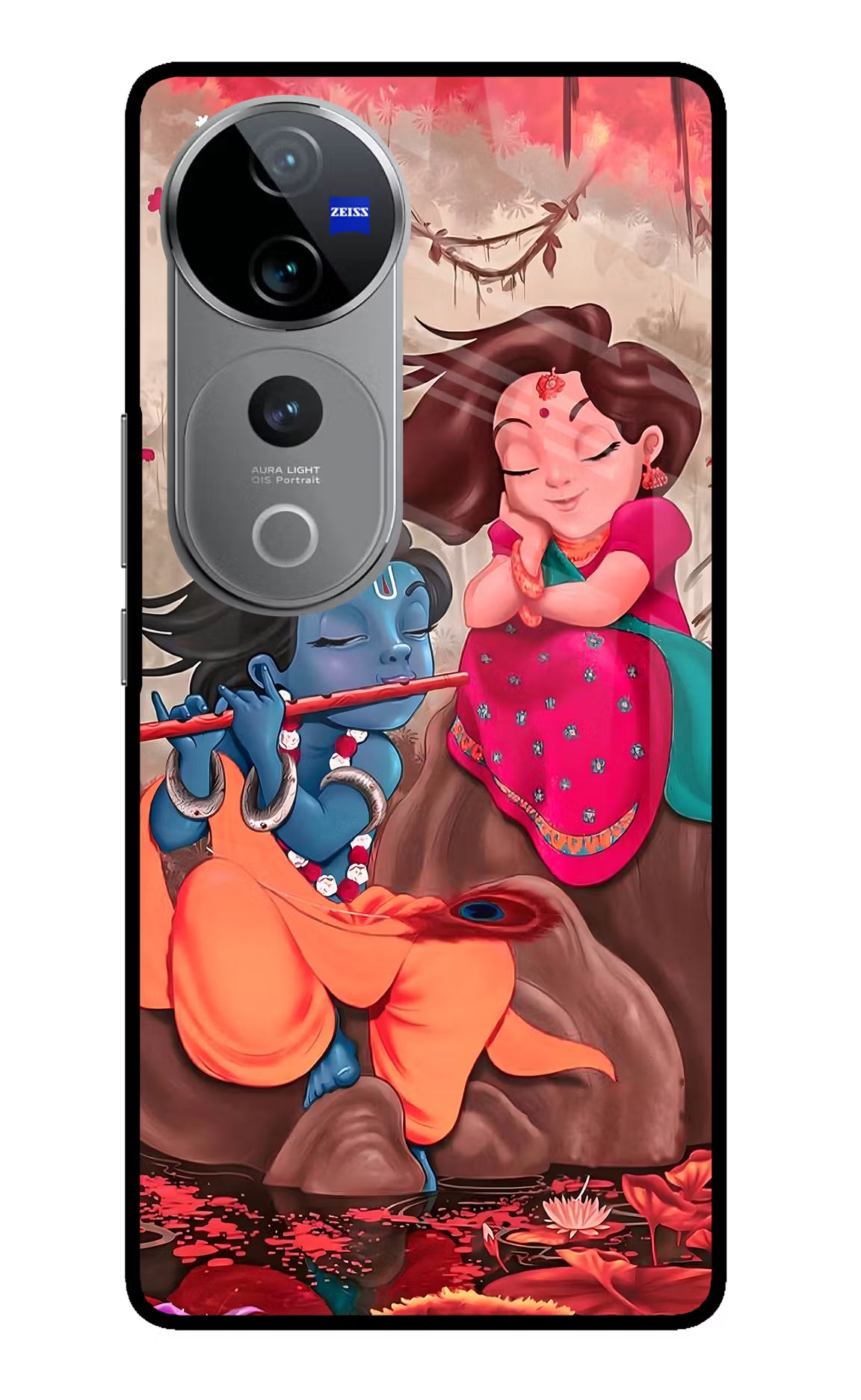 Radhe Krishna Vivo V40 Pro 5G Glass Case Back Cover by Casekaro