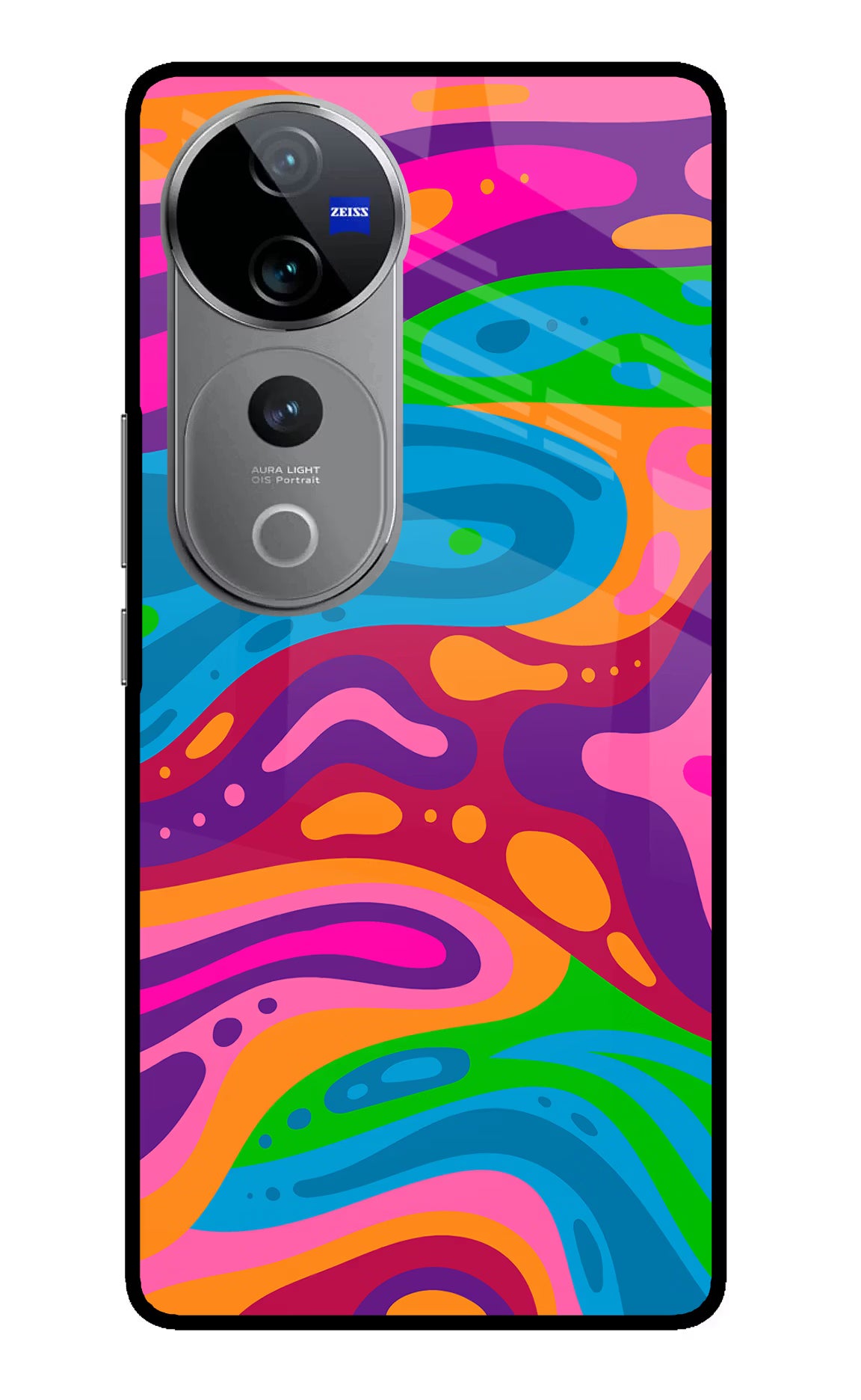 Trippy Pattern Vivo V40 Pro 5G Glass Case Back Cover by Casekaro