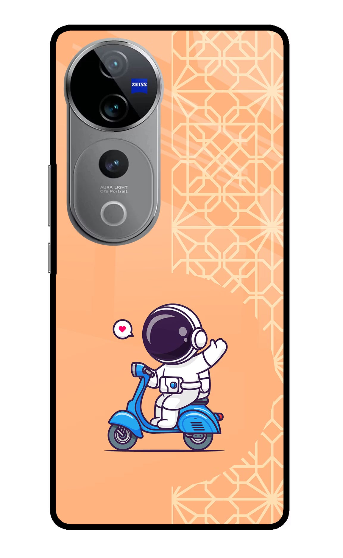 Cute Astronaut Riding Vivo V40 Pro 5G Glass Case Back Cover by Casekaro