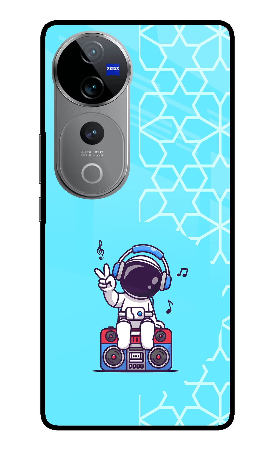 Cute Astronaut Chilling Vivo V40 Pro 5G Glass Case Back Cover by Casekaro
