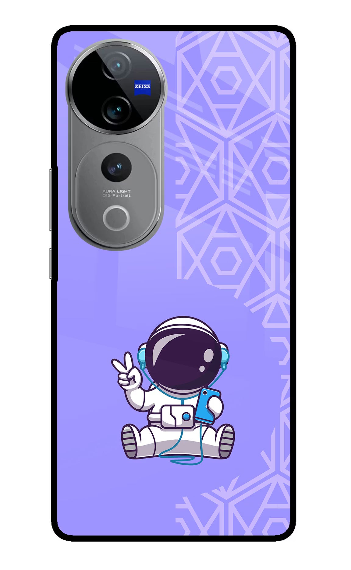 Cute Astronaut Chilling Vivo V40 Pro 5G Glass Case Back Cover by Casekaro