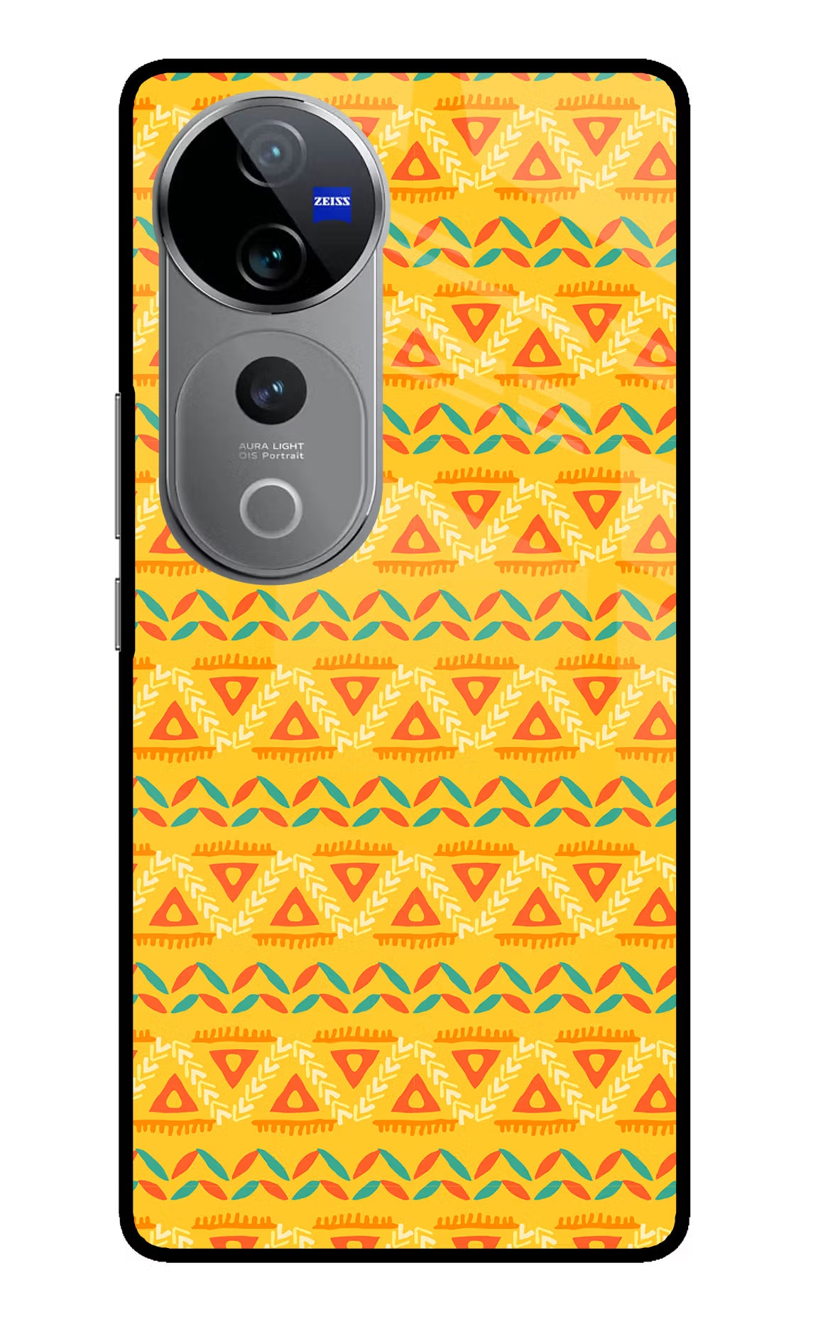 Tribal Pattern Vivo V40 Pro 5G Glass Case Back Cover by Casekaro