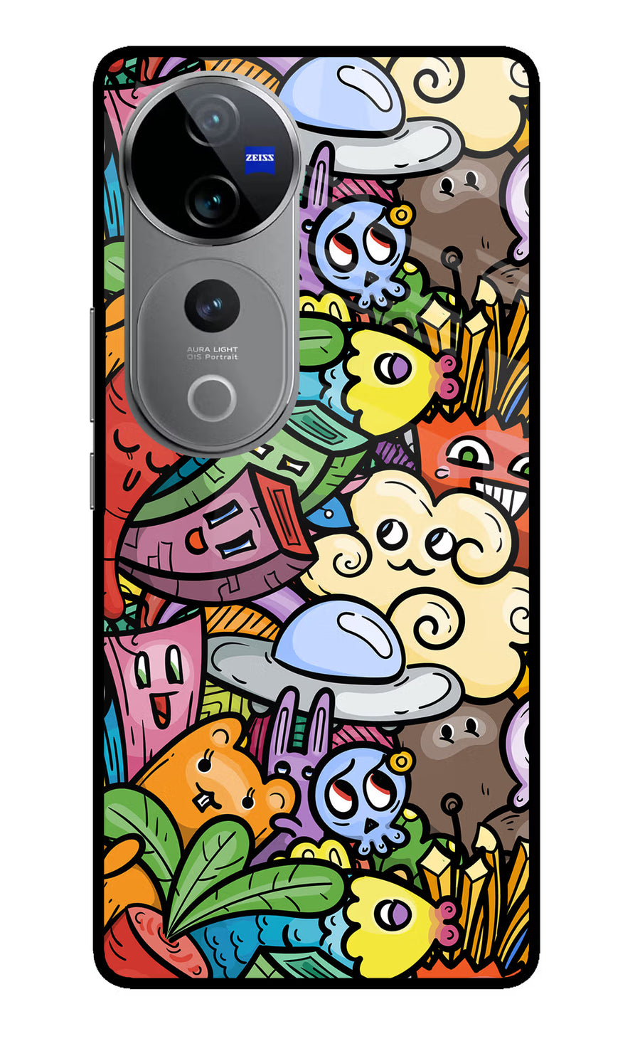 Veggie Doodle Vivo V40 Pro 5G Back Cover, Glass case