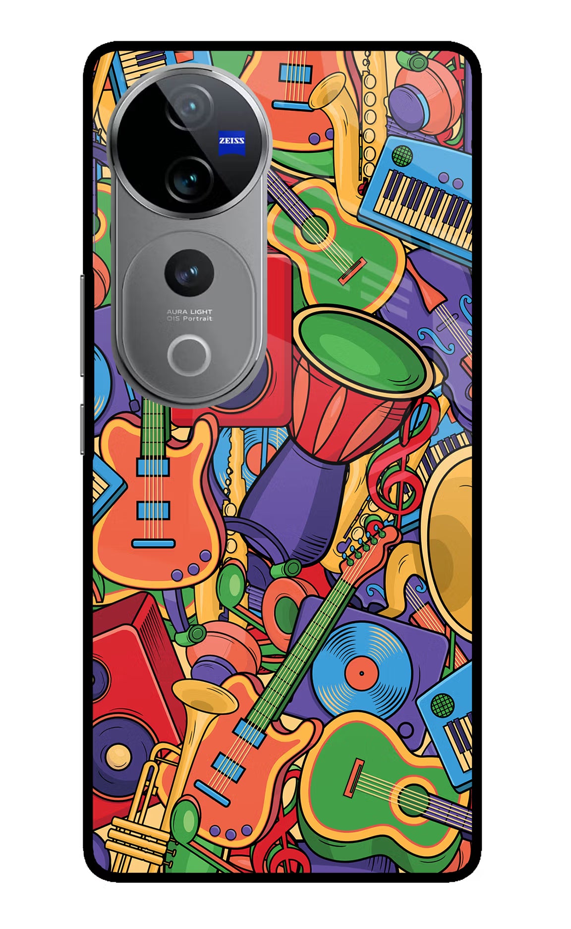 Music Instrument Doodle Vivo V40 Pro 5G Glass Case Back Cover by Casekaro