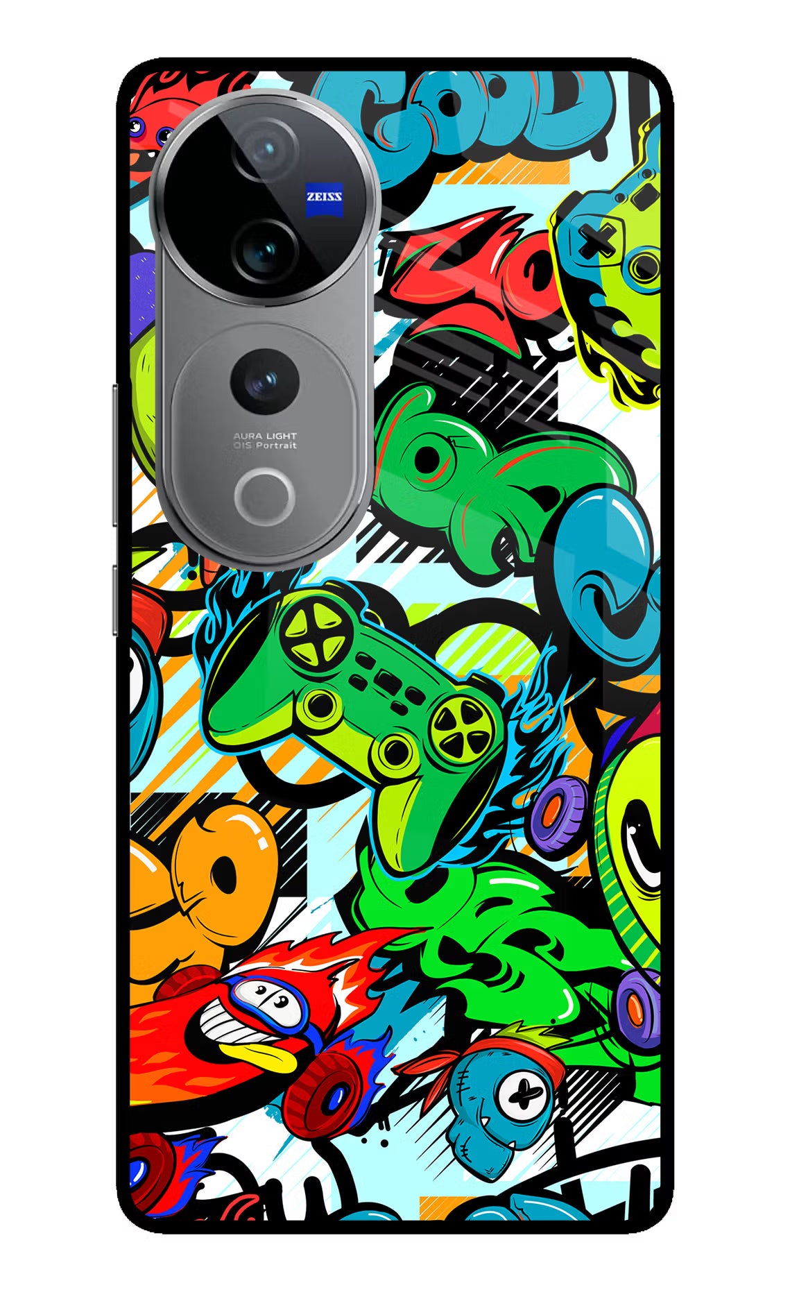 Game Doodle Vivo V40 Pro 5G Glass Case Back Cover by Casekaro