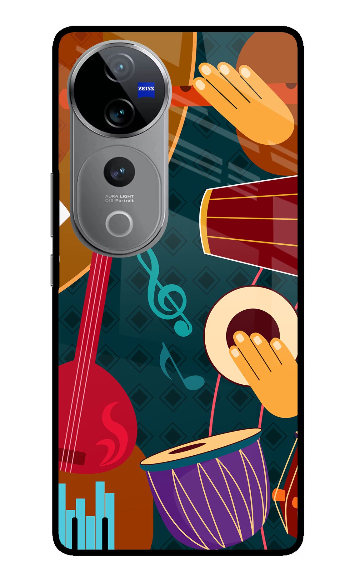 Music Instrument Vivo V40 Pro 5G Glass Case Back Cover by Casekaro