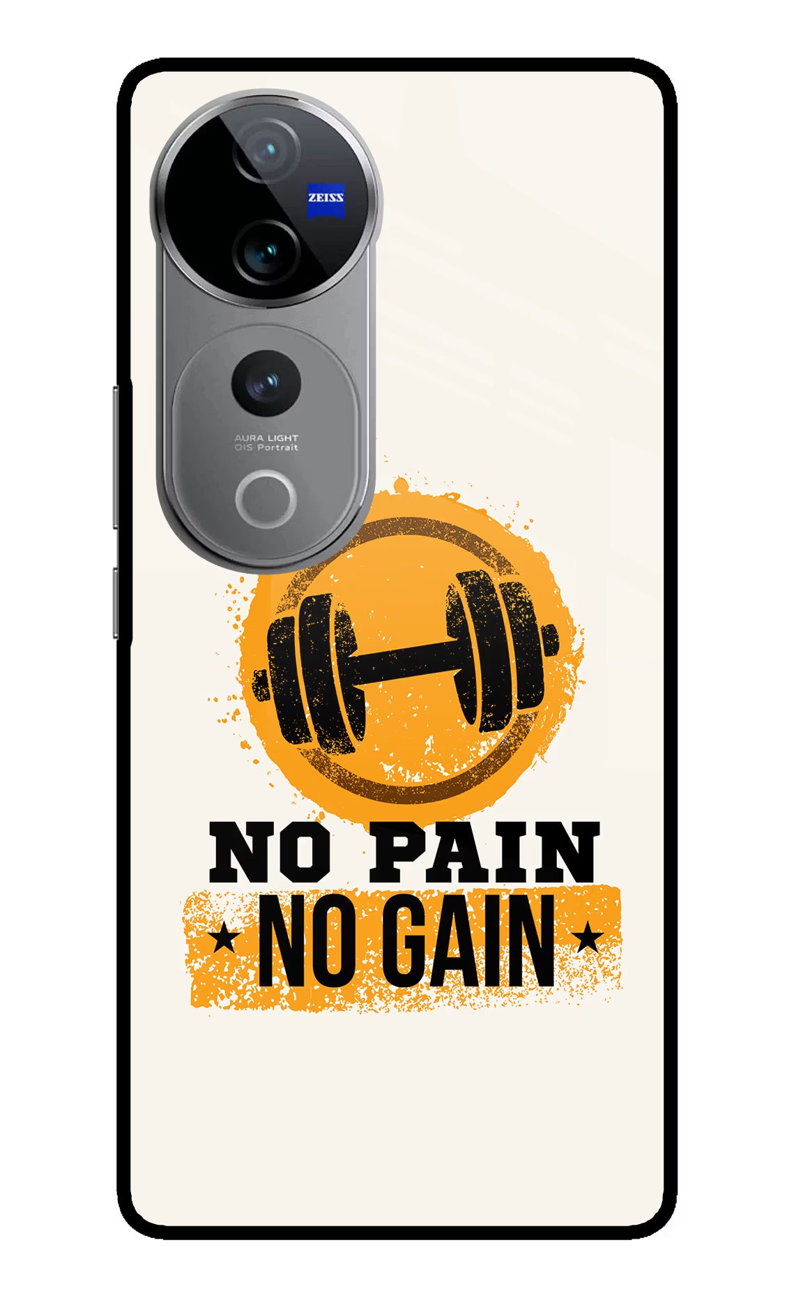 No Pain No Gain Vivo V40 Pro 5G Glass Case Back Cover by Casekaro