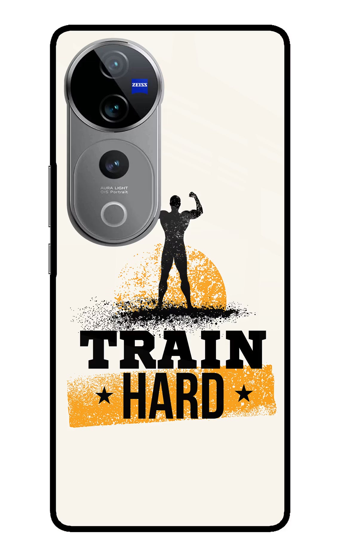 Train Hard Vivo V40 Pro 5G Glass Case Back Cover by Casekaro