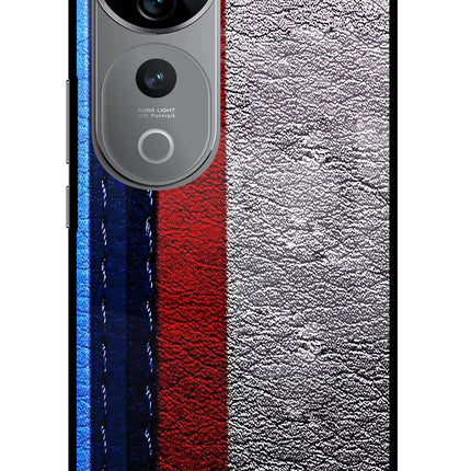 BMW Stripes Vivo V40 Pro 5G Glass Case Back Cover by Casekaro