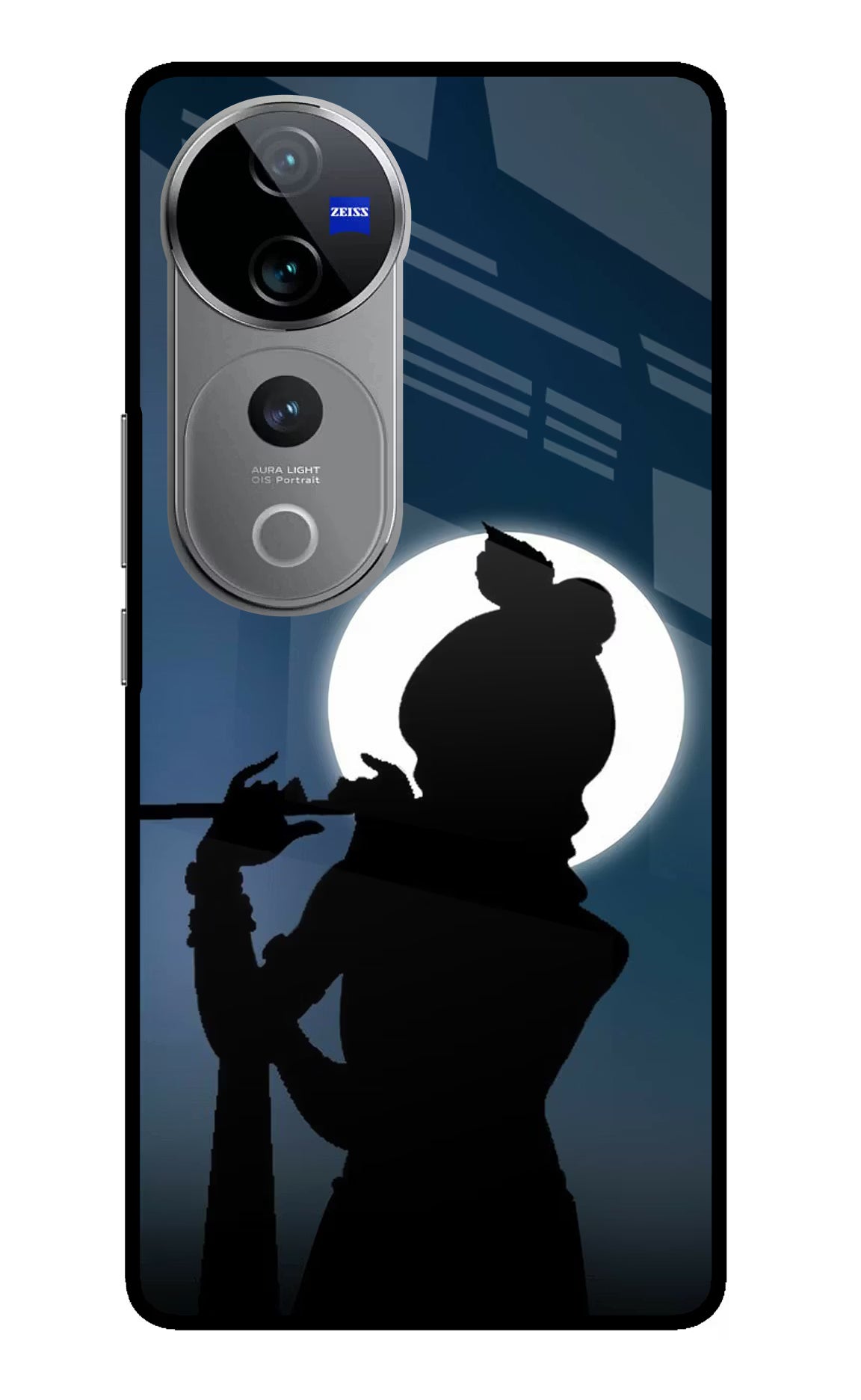 Shri Krishna Silhouette Vivo V40 Pro 5G Glass Case Back Cover by Casekaro