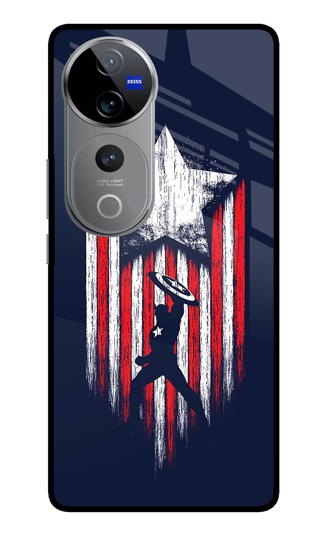Captain America Marvel Art Vivo V40 Pro 5G Glass Case Back Cover by Casekaro