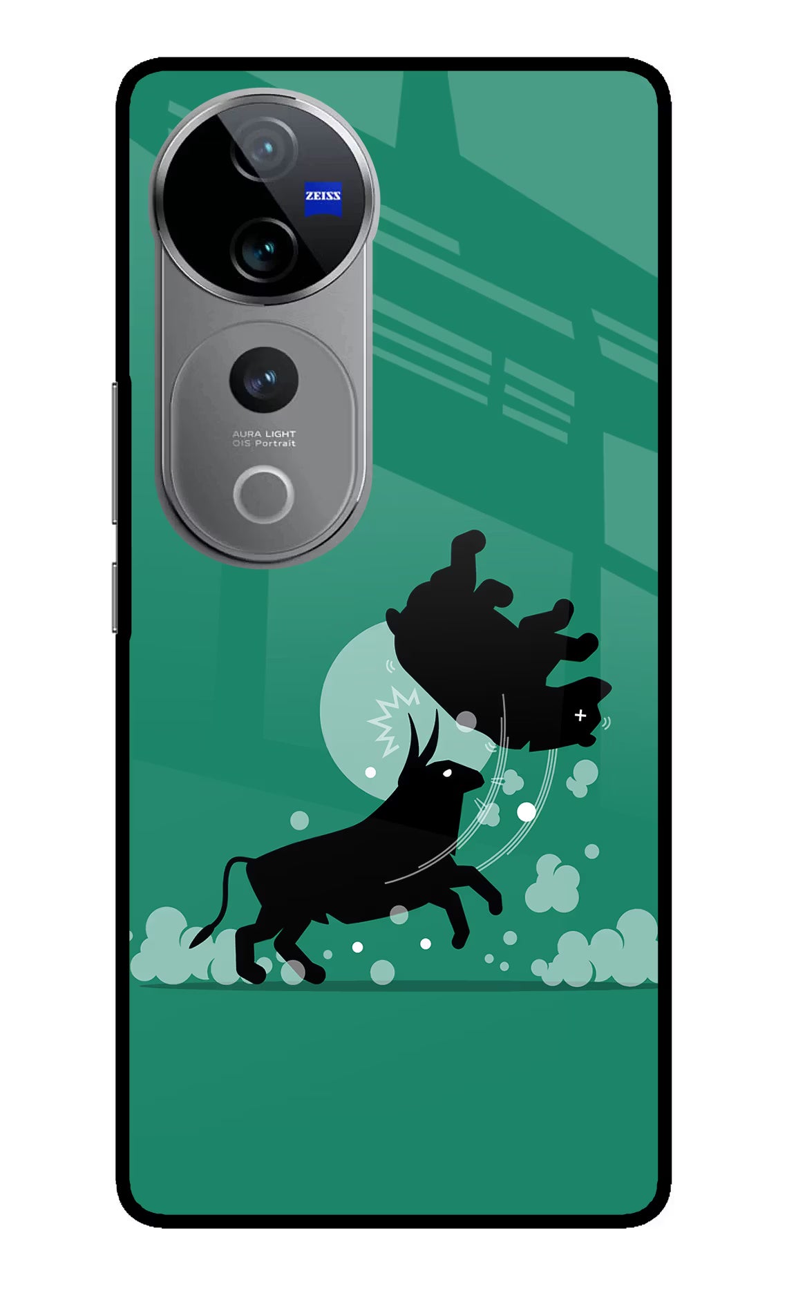 Bull Conqueror Vivo V40 Pro 5G Glass Case Back Cover by Casekaro