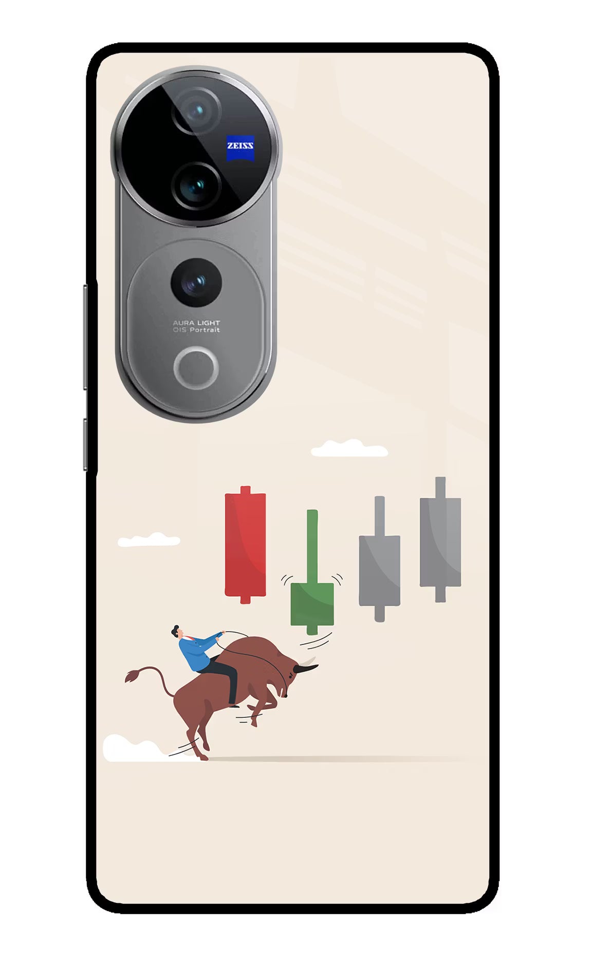 Bull Trading Momentum Vivo V40 Pro 5G Glass Case Back Cover by Casekaro