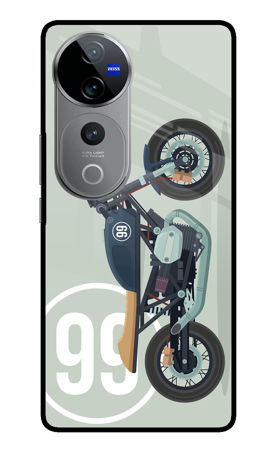 Classic Cafe Racer 99 Vivo V40 Pro 5G Glass Case Back Cover by Casekaro