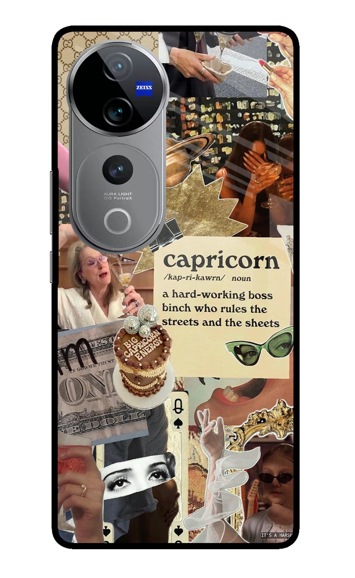 Capricorn Zodiac Vivo V40 Pro 5G Glass Case Back Cover by Casekaro