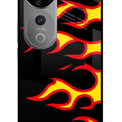 Side Sweep Flames Vivo V40 Pro 5G Glass Case