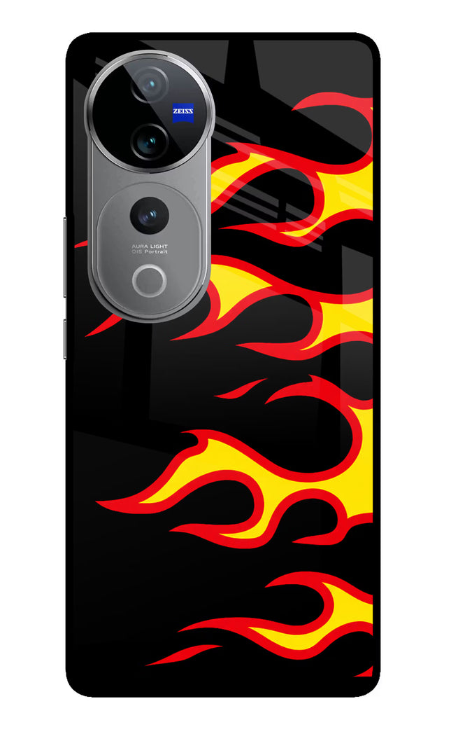 Side Sweep Flames Vivo V40 Pro 5G Glass Case