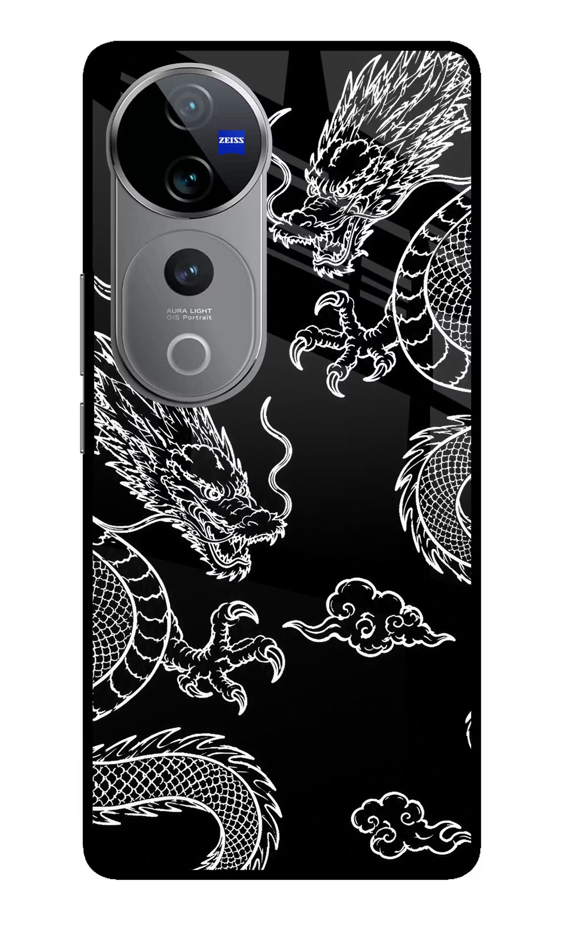 Twin Dragons Vivo V40 Pro 5G Glass Case Back Cover by Casekaro