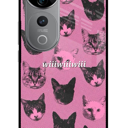 Pink Cats Vivo V40 Pro 5G Glass Case