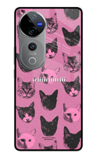 Pink Cats Vivo V40 Pro 5G Glass Case