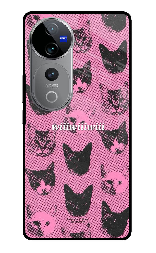 Pink Cats Vivo V40 Pro 5G Glass Case