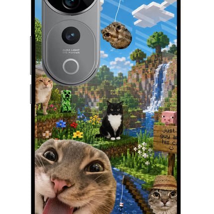 Minecraft Cat Chaos Vivo V40 Pro 5G Glass Case