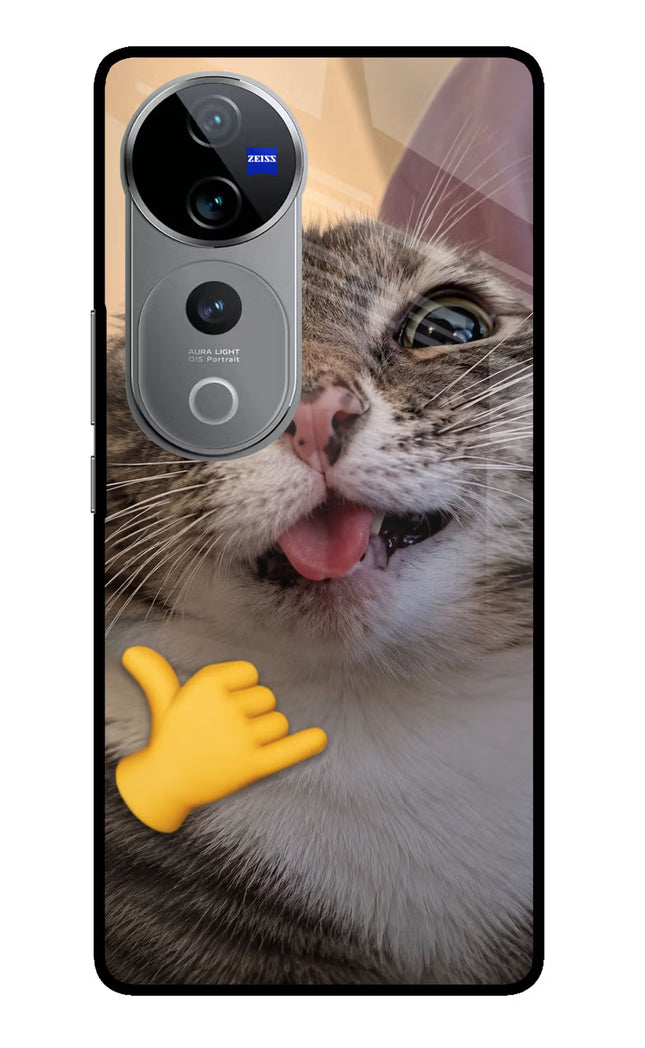 Silly Cat Call Vivo V40 Pro 5G Glass Case