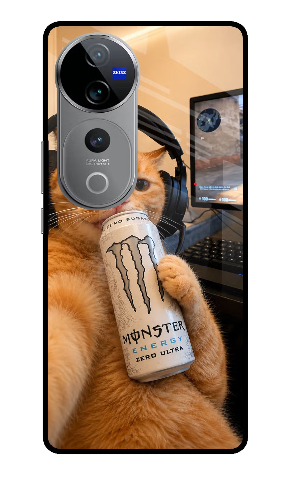 Gamer Cat Energy Vivo V40 Pro 5G Glass Case