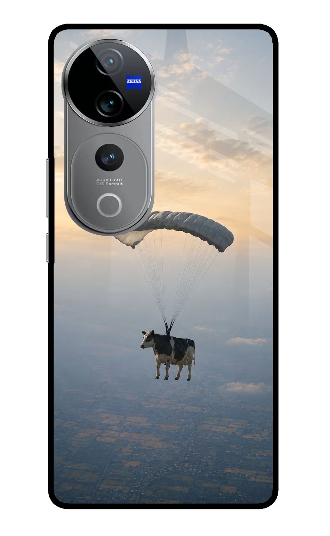 Skydiving Cow Vivo V40 Pro 5G Glass Case