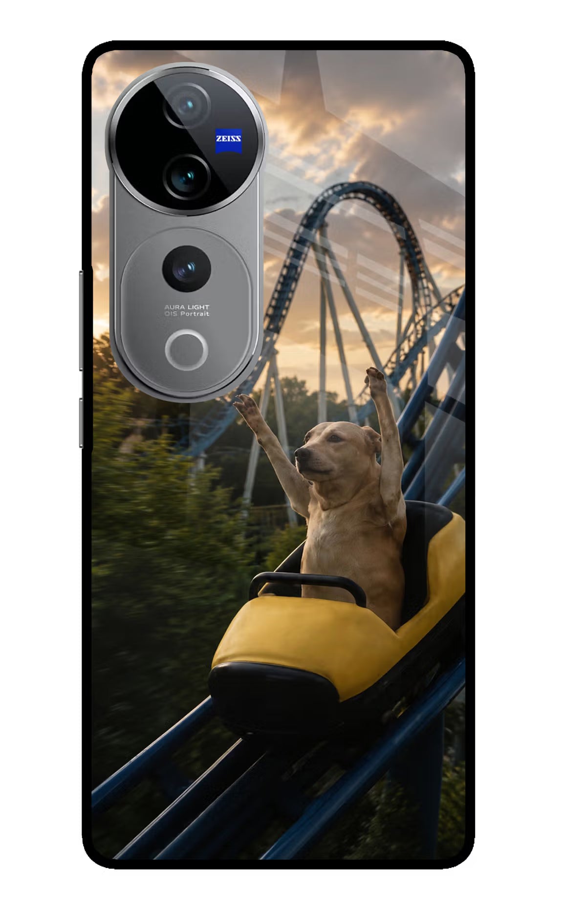 Rollercoaster Dog Vivo V40 Pro 5G Glass Case